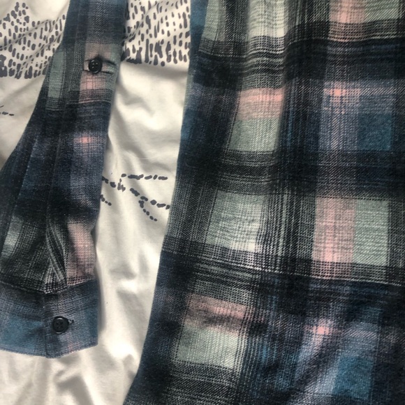 WAREHOUSE | Navy, Teal & Pink Plaided | Buttons down Shirt | XS - Picture 3 of 6